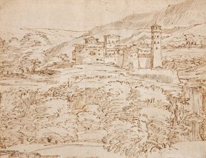 A Landscape with a Castle Above a Belt of Trees